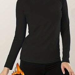 Women's Solid Warm Long Sleeve Shirt Base Layer Soft Top
