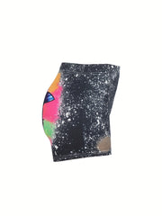 Graphic Print Skinny Shorts Casual Shorts For Spring & Summer Women's Clothing