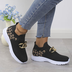 Leopard Pattern Mesh Tennis Sports Shoes Lightweight Non Slip