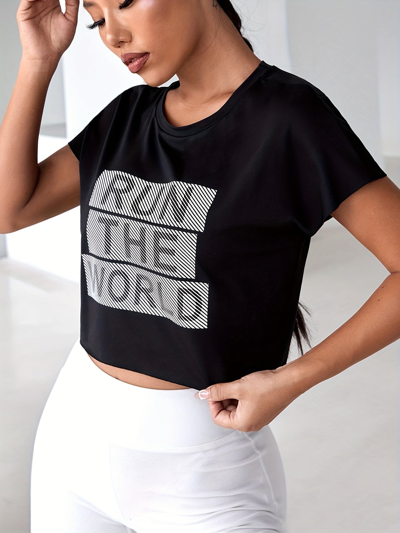Casual Sports T shirts Round Neck Summer Tee Women's Tops