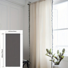 Plain Burlap Tassel Curtains Semi Blackout Kitchen Curtains