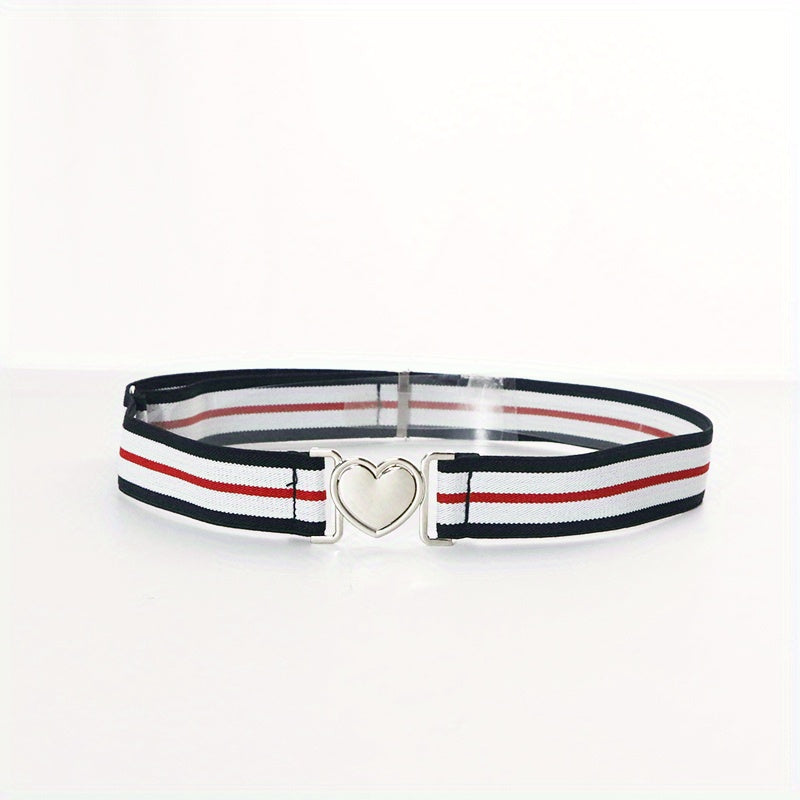 Girls Elastic Waist Belt Heart Buckle Stretch Jeans Pants Dress