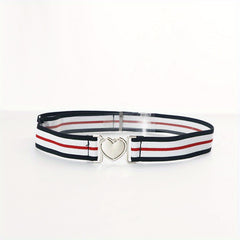 Girls Elastic Waist Belt Heart Buckle Stretch Jeans Pants Dress