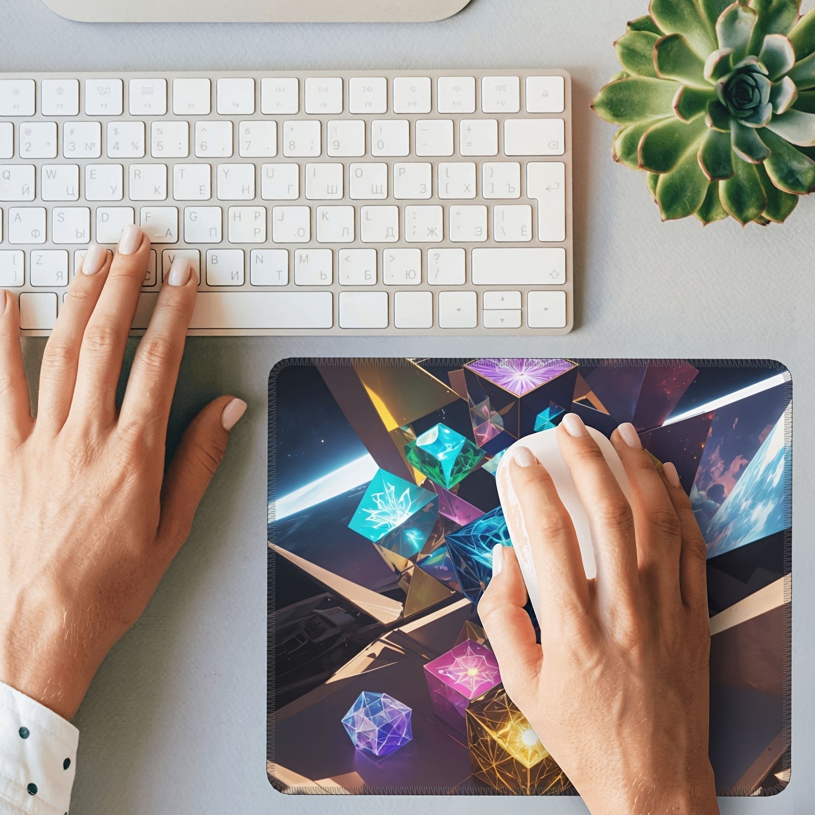 Cube Pattern Mouse Pad 24x20cm for e-Sport Home Office