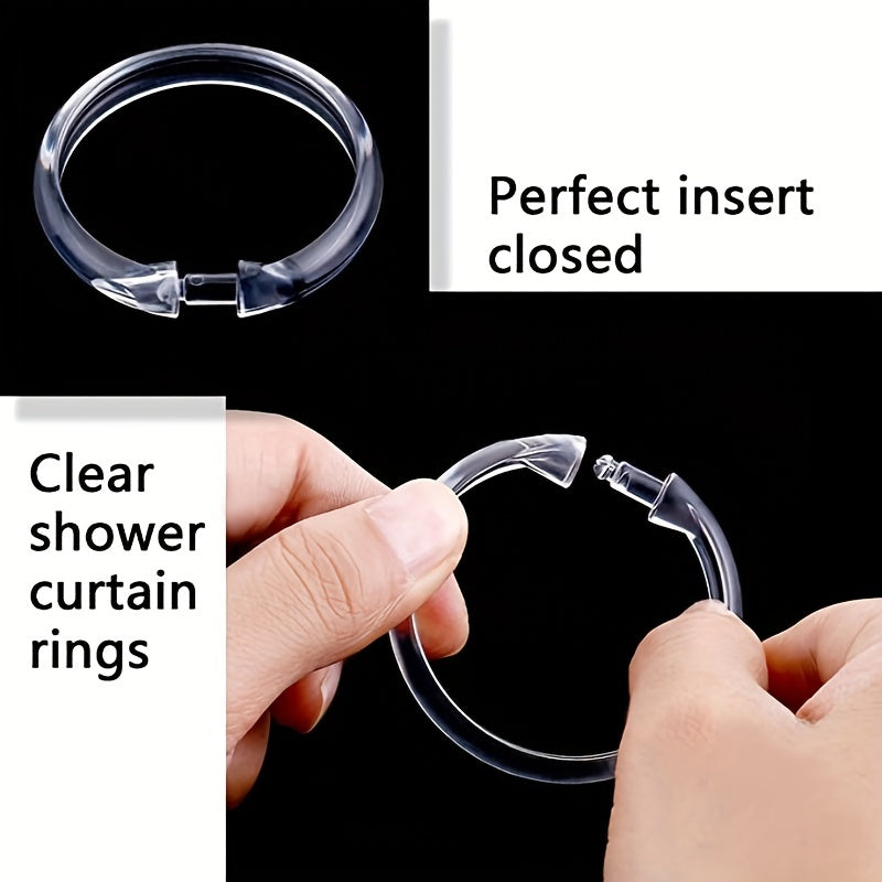 12pcs Transparent Plastic Shower Curtain Hooks O ring Bathroom Accessories