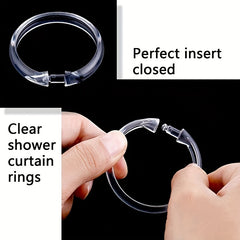 12pcs Transparent Plastic Shower Curtain Hooks O ring Bathroom Accessories