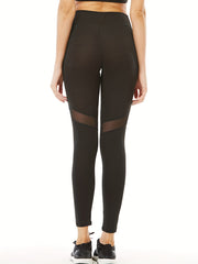 High Elastic Mesh Insert Yoga Leggings Women's Activewear