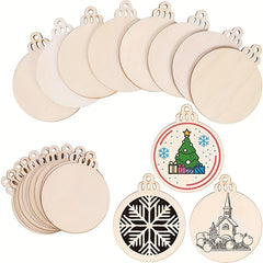 10pcs DIY Wooden Christmas Ornaments Wooden Slices Circles For Crafts