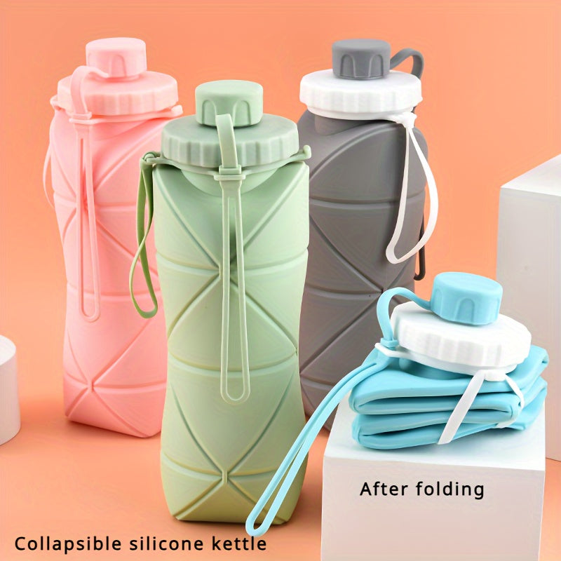 600ml Silicone Folding Water Cup Leakproof Portable Bottle for Outdoor Sports