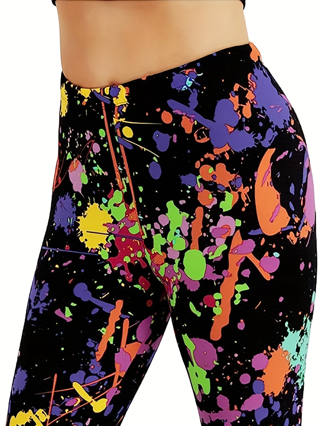 Splash Ink Print Leggings Casual Skinny Workout Leggings Women's Clothing