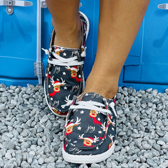 Christmas Style Grey Deer Print Canvas Shoes Lightweight And Comfortable
