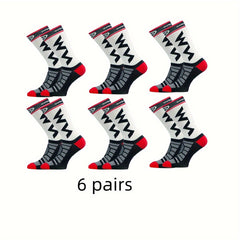 6 Pairs Men's Crew Socks Comfy Casual Unisex Outdoor Nylon Blend