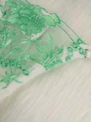 Floral Embroidered Lace Mesh Lingerie Set