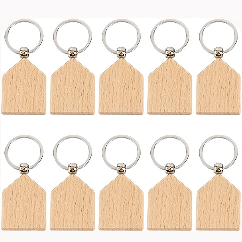 DIY Wooden Keychain Beech Wooden Keychain House Shape Pendant