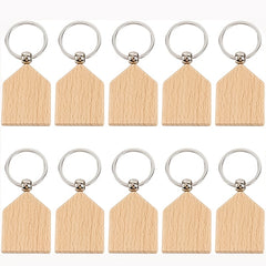 DIY Wooden Keychain Beech Wooden Keychain House Shape Pendant