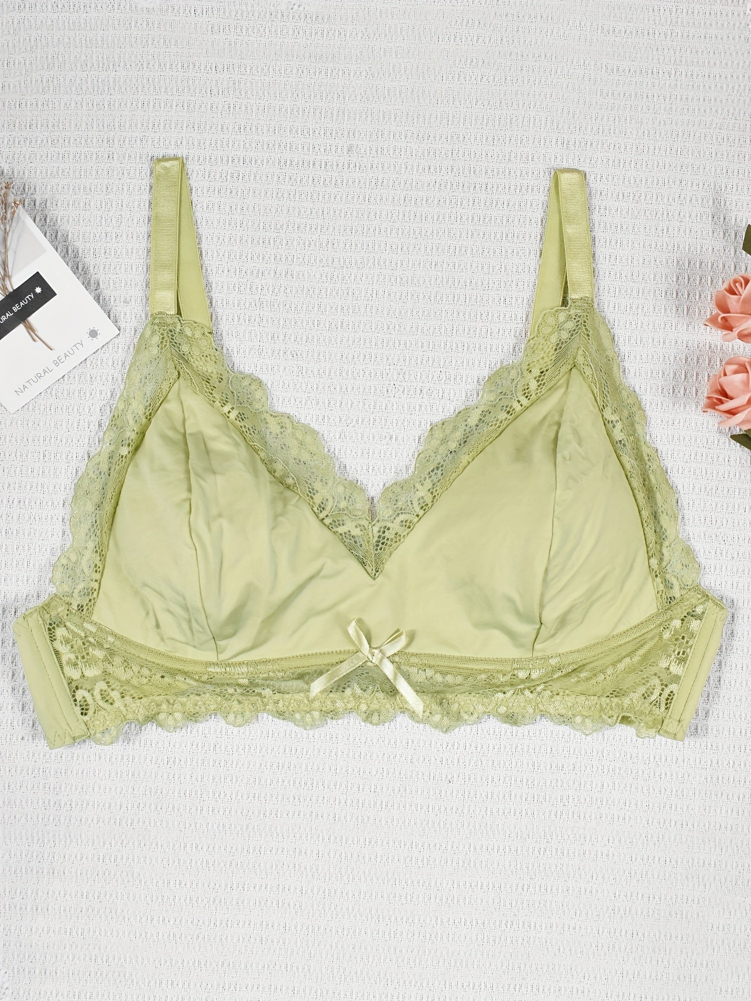Plus Size Satin Lace Wireless Bralette