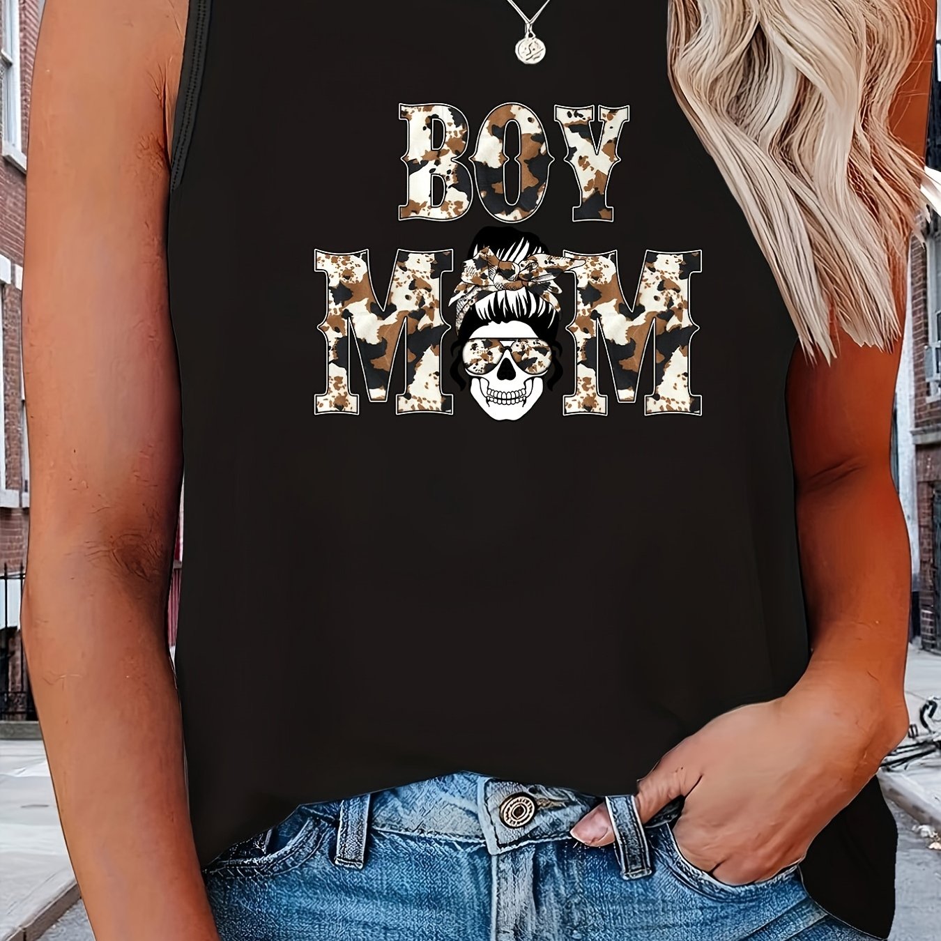 Leopard Slogan Print Tank Top for Women