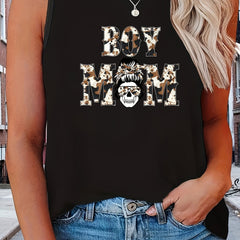 Leopard Slogan Print Tank Top for Women