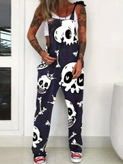 Floral Print Tie Shoulder Stretch Jumpsuit