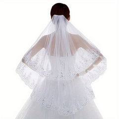 Lace Edge Bridal Veil Wedding Hair Accessory
