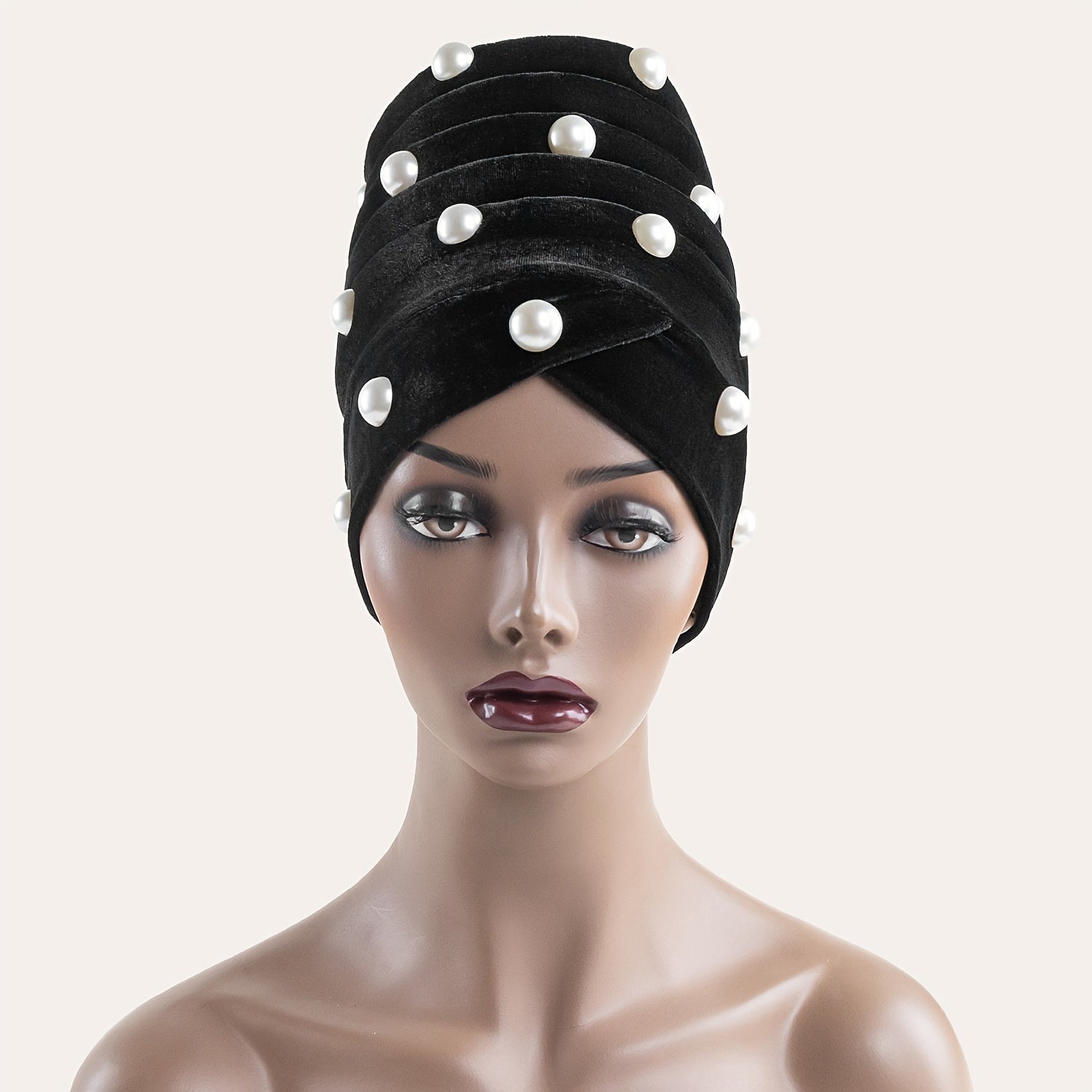 Sponge Thick Starry Pearl Velvet Headscarf Hat Warm Ladies Beanie Hat