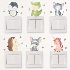 6pcs Kids Room Cartoon Animal Stickers for Fun Decor