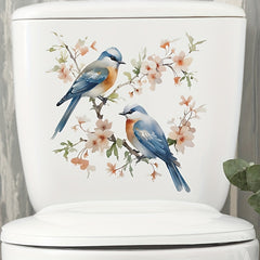 Romantic Flower And Bird Toilet Sticker Self-adhesive Waterproof PVC Sticker