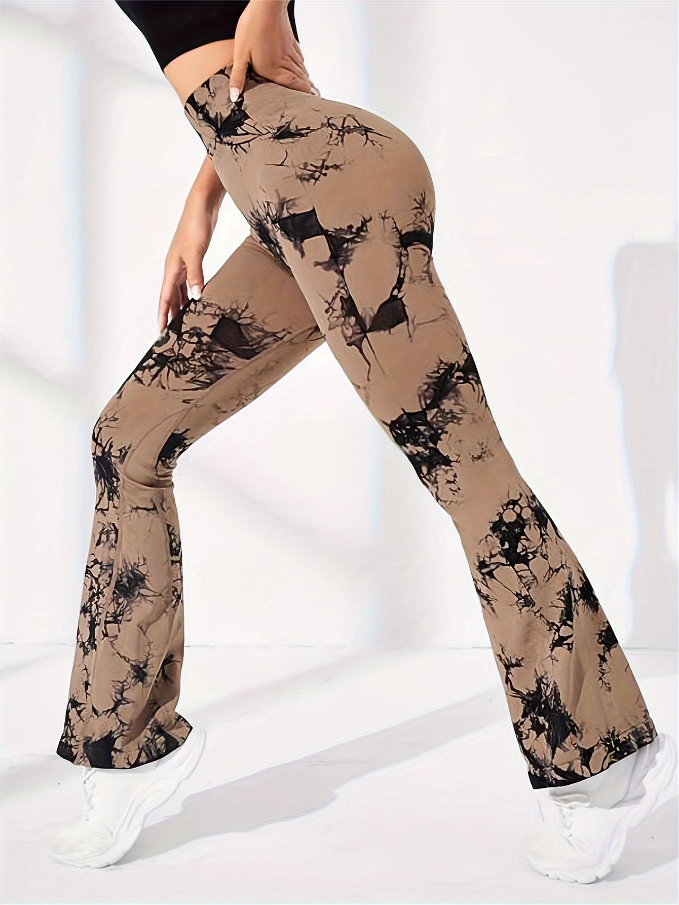 Tie Dye Flare Leg Pants High Stretch Yoga Sports Bootcut Leggings Women's