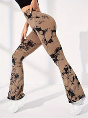 Tie Dye Flare Leg Pants High Stretch Yoga Sports Bootcut Leggings Women's