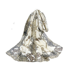 Vintage Leopard Print Scarf Sun Protection Gauze Kerchief Boho Shawl