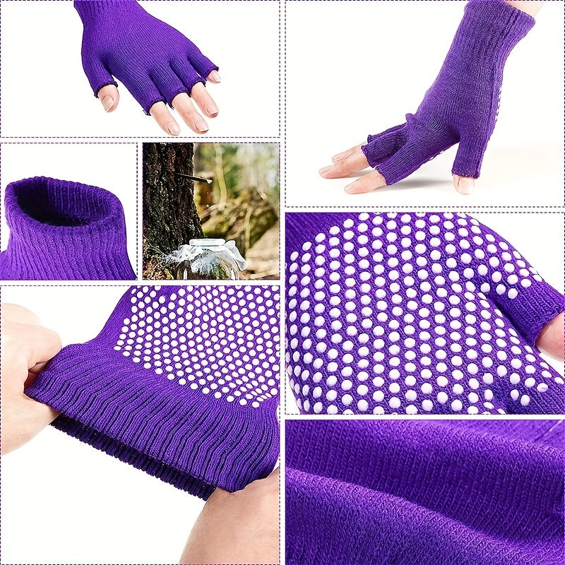 Yoga Half Finger Gloves Non slip Solid Fingerless Gloves for Training Cycling