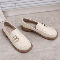 Women's Buckle Strap Loafers Faux Leather Comfortable Work Shoes