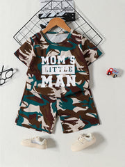 Boys Camo Print T-shirt & Shorts Set