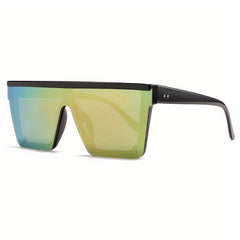 Flat Top Sunglasses Oversized Square Frame Gradient Lens UV400