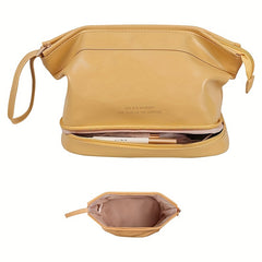 Double Layer Makeup Bag Solid Cosmetic Toiletry Wash Bag