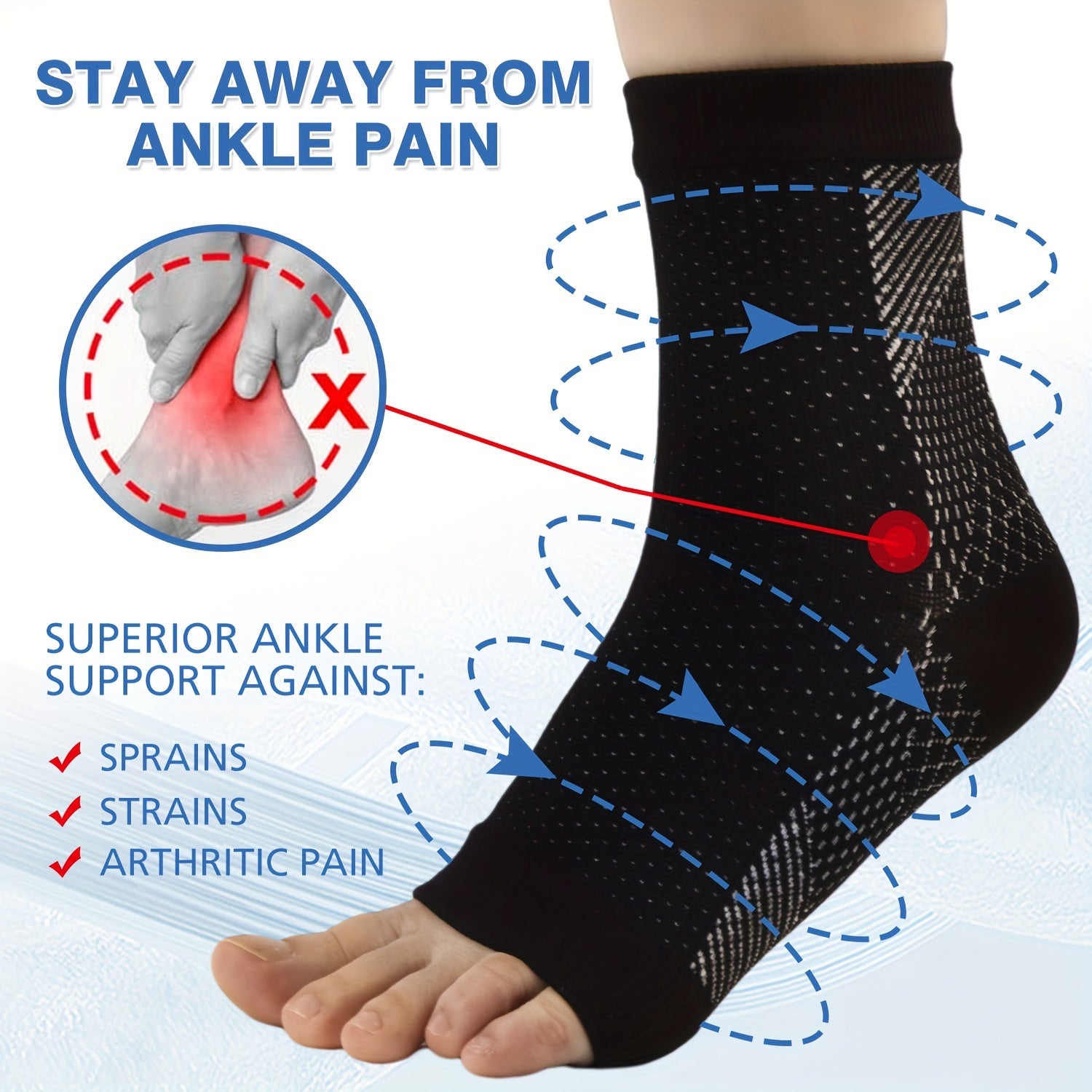 3 Pairs Toeless Compression Socks Nylon Blend Ankle Sleeves