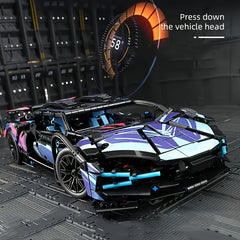 Stylish Cyberpunk Sports Car Building Block Model Medium Difficulty DIY
