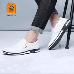 LAORENTOU Men's Leather Shoes Casual Dress Shoes For Business Office