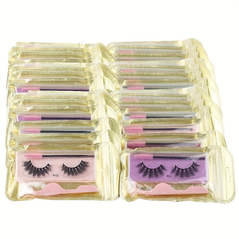 3D Fluffy Curly False Eyelashes Set with Tweezers and Brush