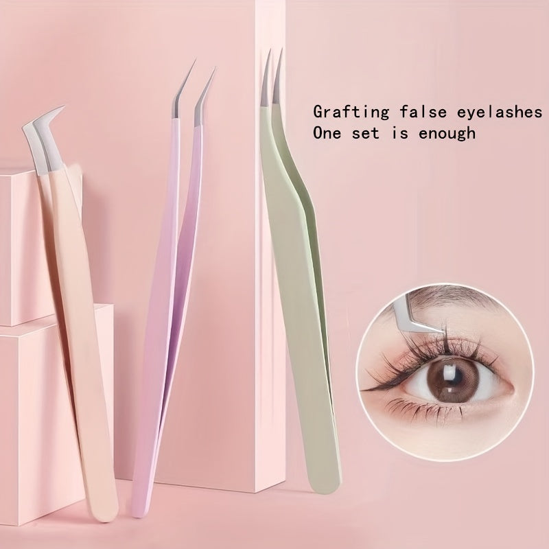 Stainless Steel Eyelash Extension Tweezers High Precision False Eyelash Tweezers