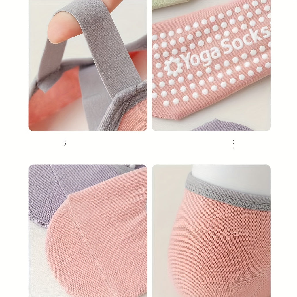 Non-slip Yoga Socks with Silicone Bottom Grips, Straps for Pilates Ballet Dance