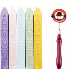 Wax Stick & Spoon Kit 5 Seal Stamp With 1 Seal Spoon Accessories