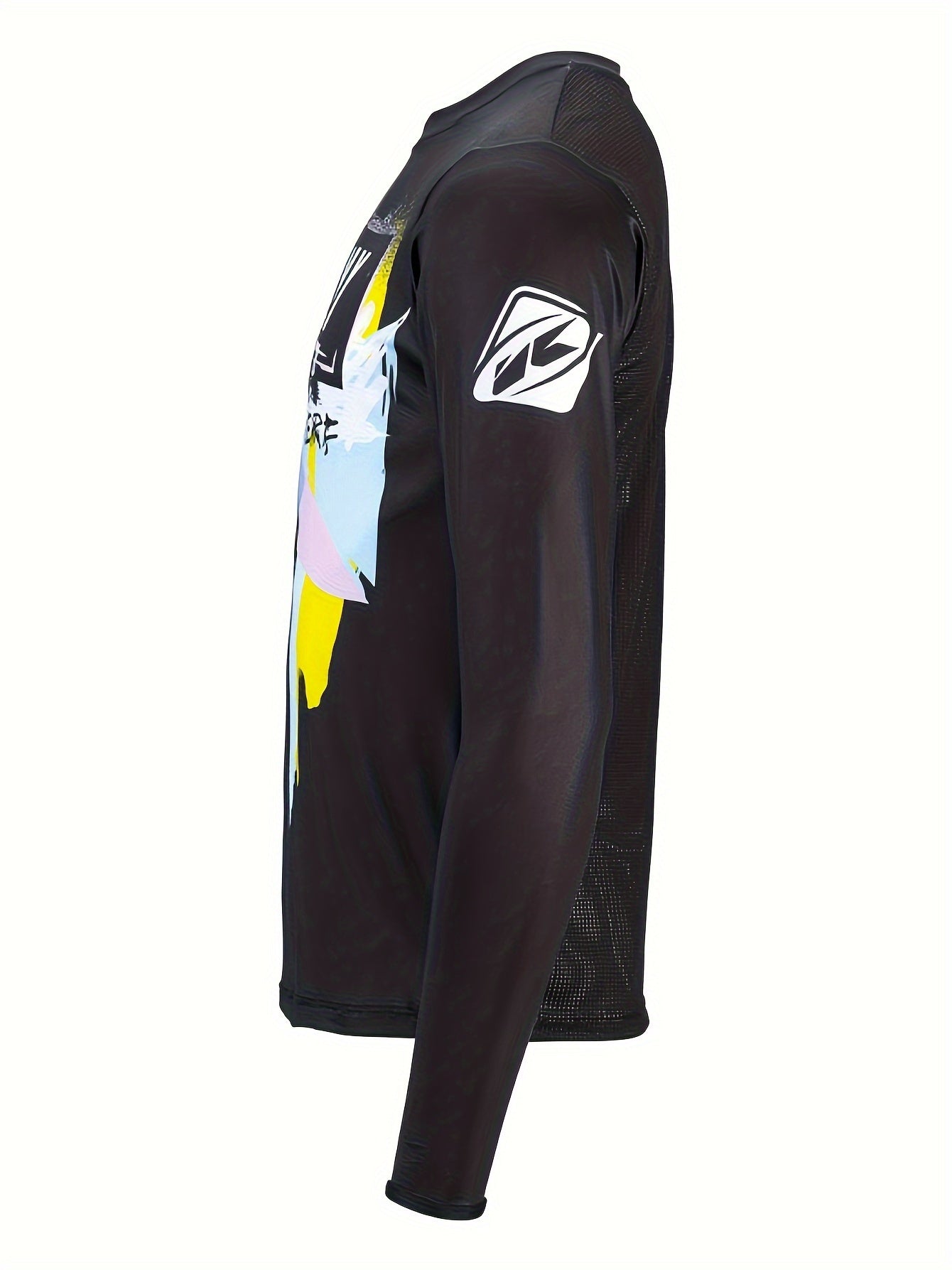 Men's Geometric Pattern Cycling Jersey - Moisture Wicking Long Sleeve Shirt