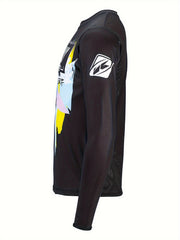 Men's Geometric Pattern Cycling Jersey - Moisture Wicking Long Sleeve Shirt