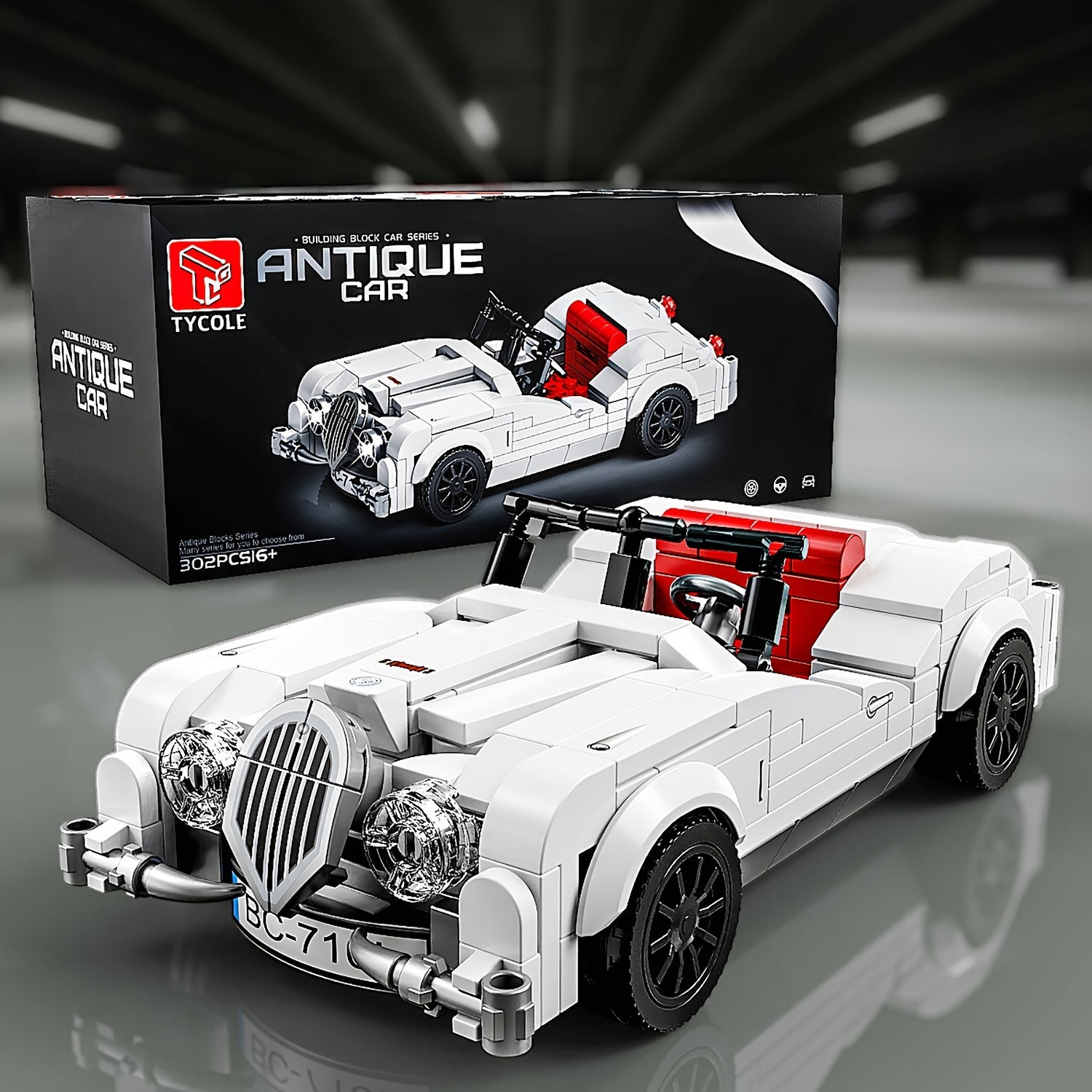 TYCOLE Vintage Car Model Kit Classic 302pcs ABS Building Blocks Set