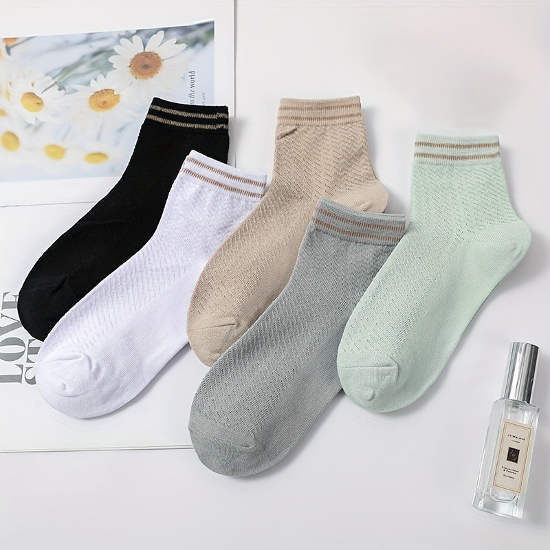 Women's Striped Crew Socks - Comfy & Breathable Short Socks