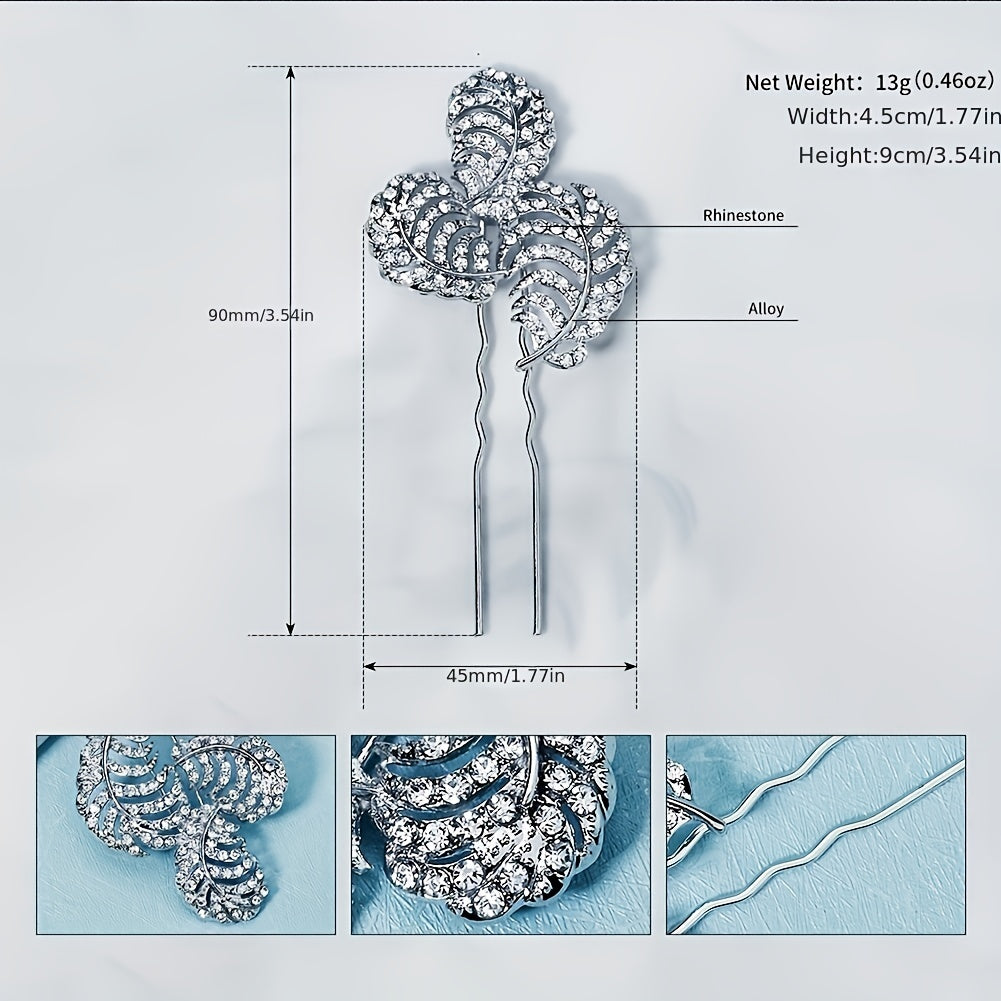 Rhinestone Leaf Hair Pin Bridal Wedding Accessory