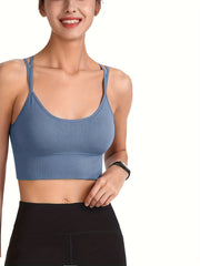 Sports Bra Women's Plus Solid Shockproof Crisscross Back Running Yoga