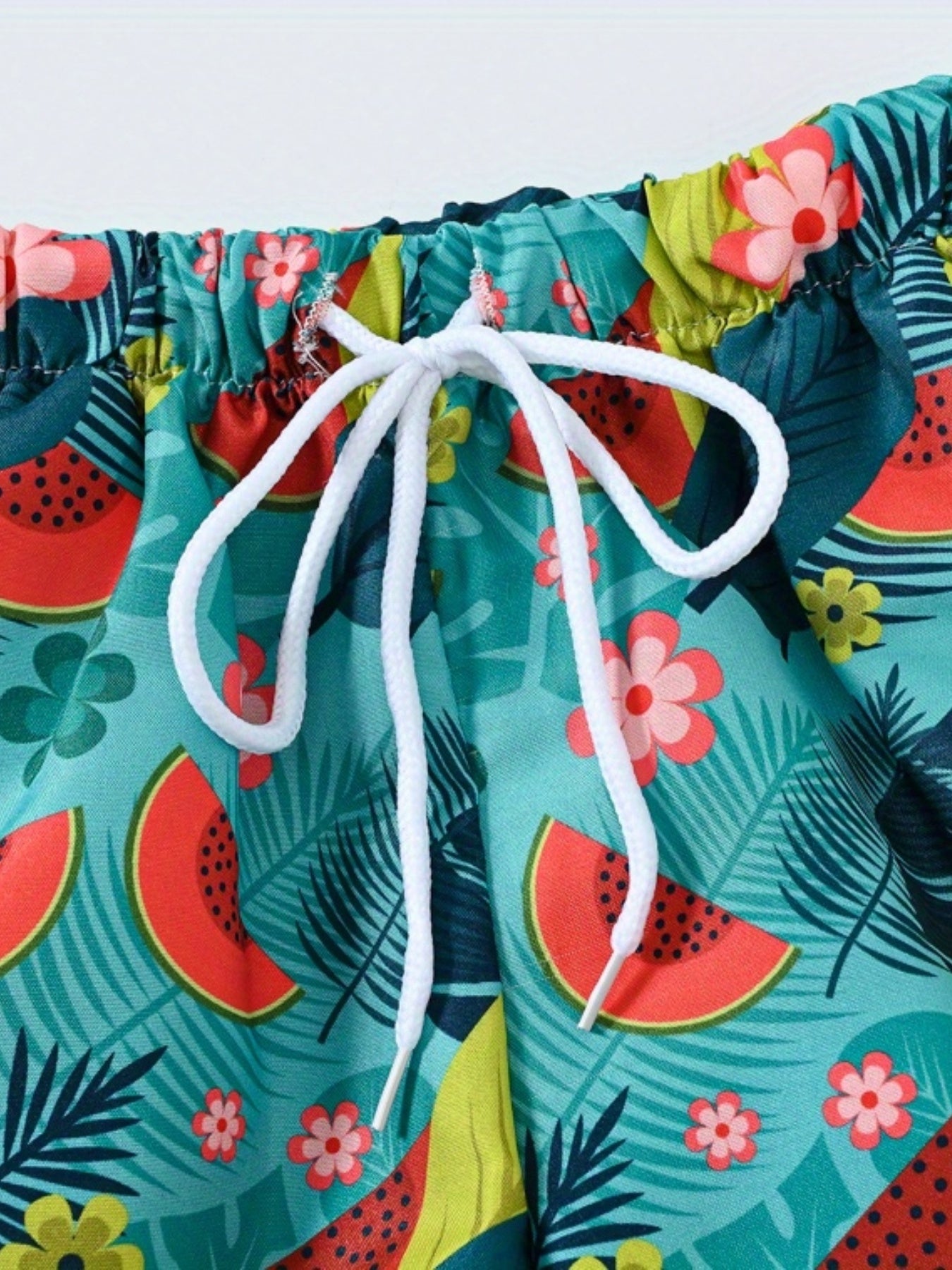 Boys Flower Leaf Watermelon Print Shorts for Vacation Beach