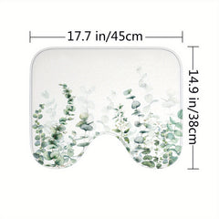 Watercolor Plant Shower Curtain Set Bathroom Decor 12 Hooks